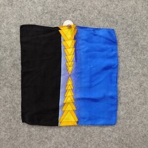 Silk Pocket Square Handkerchief Mens Colorblock Art Deco Blue Black Suit 11x11